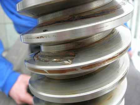 Schneckenwelle mit Schaden
